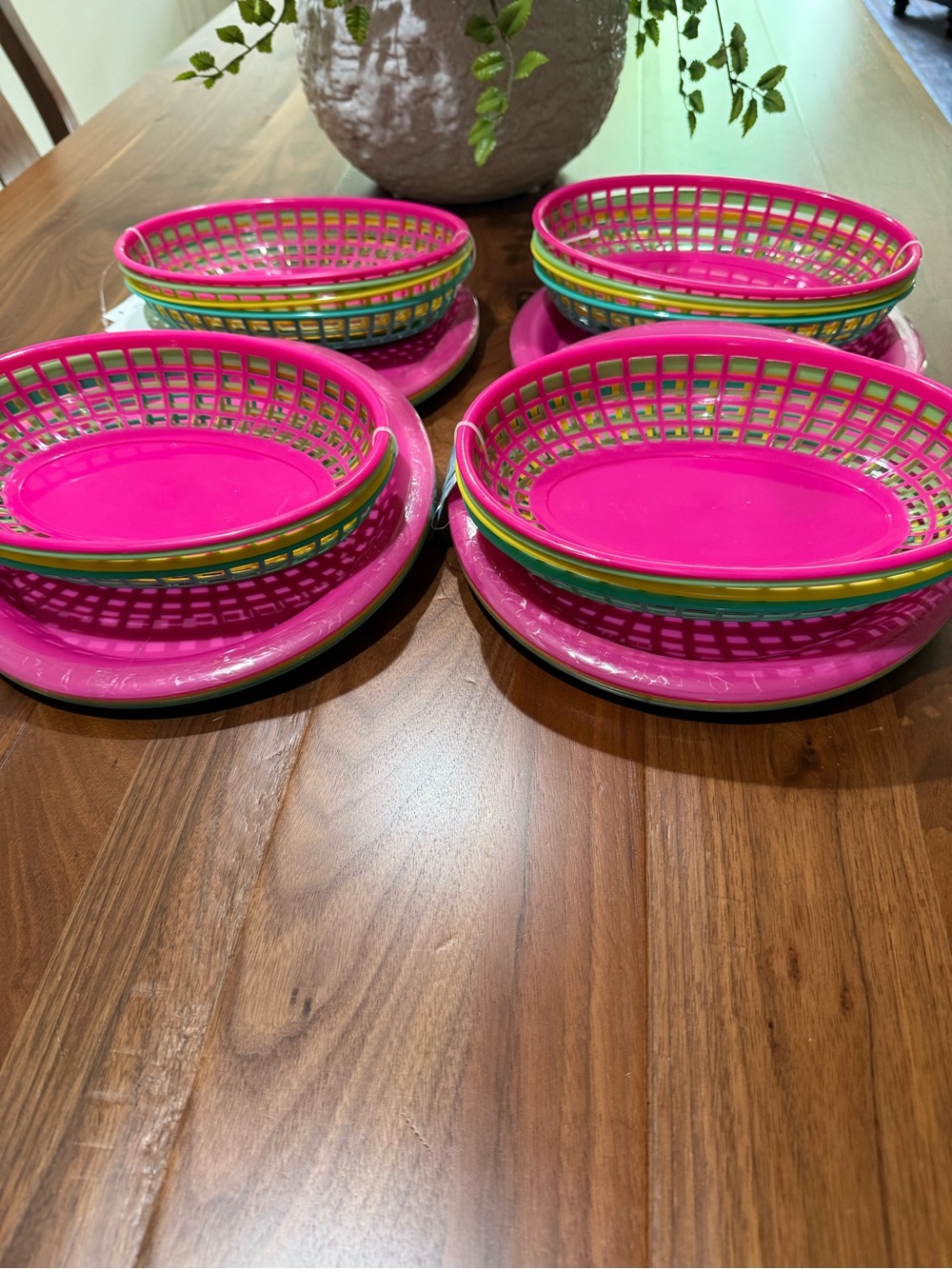 Bright Colorful Plastic Serving Baskets & Plates Party Pack  12 each  NWT